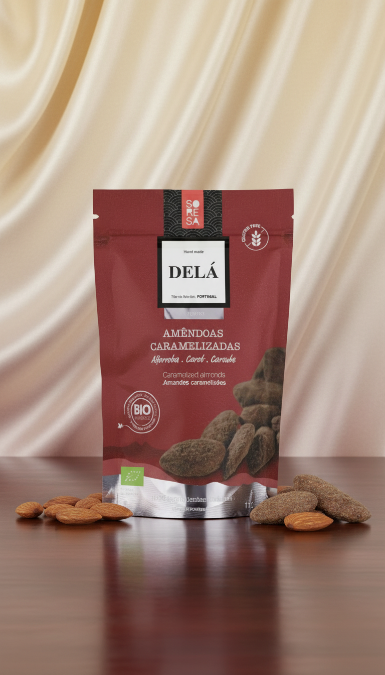 Amande caraélisée à la caroube Bio 50g Delá