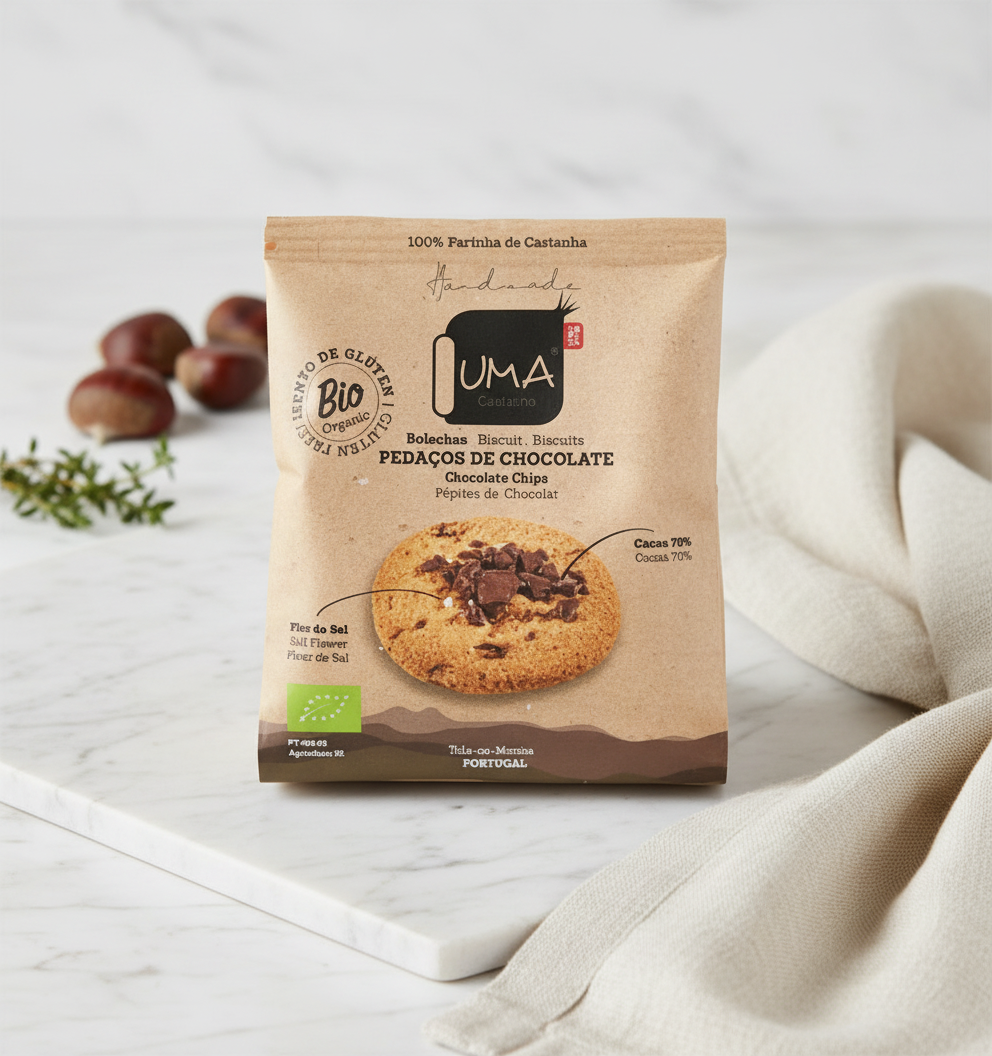 Biscuits à la farine de châtaigne goût chocolat sachet de 2 Bio UMA